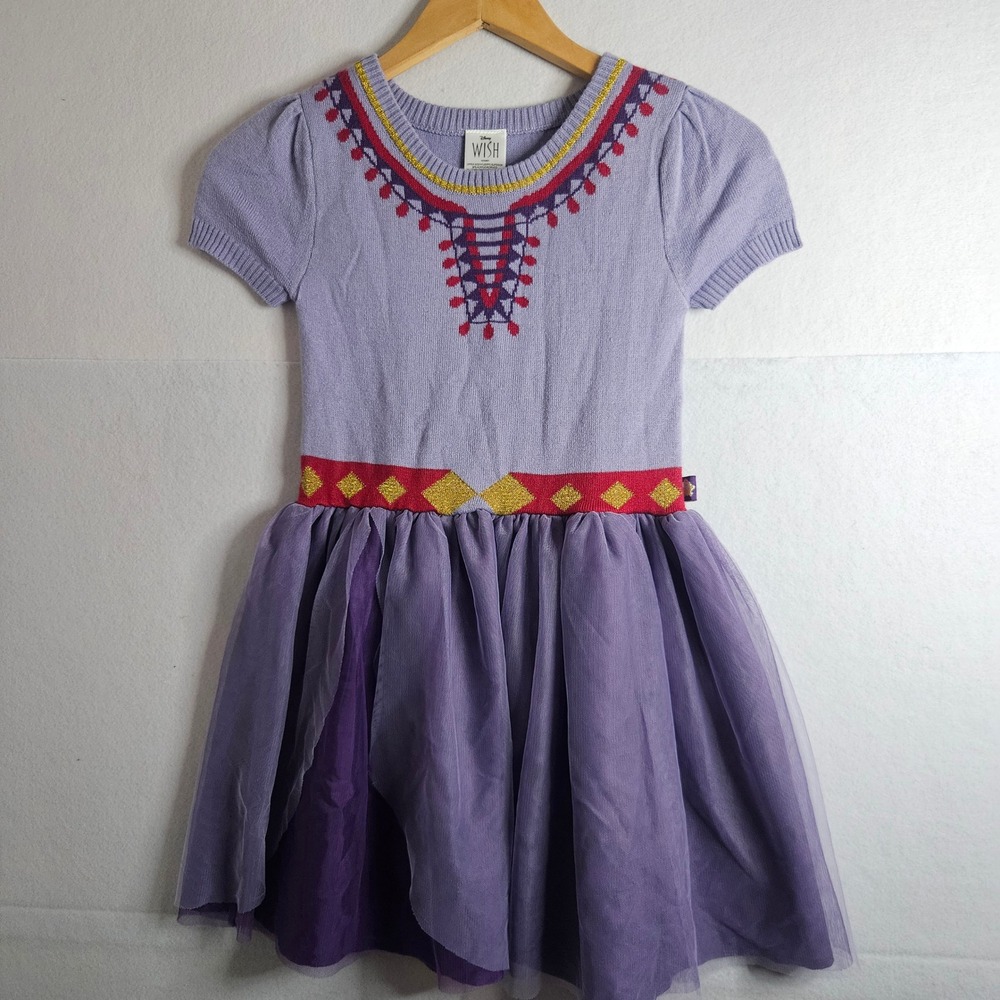 Disney Wish Asha Costume Dress Girls Medium 7-8 Purple Knit Tulle FL2386392IW